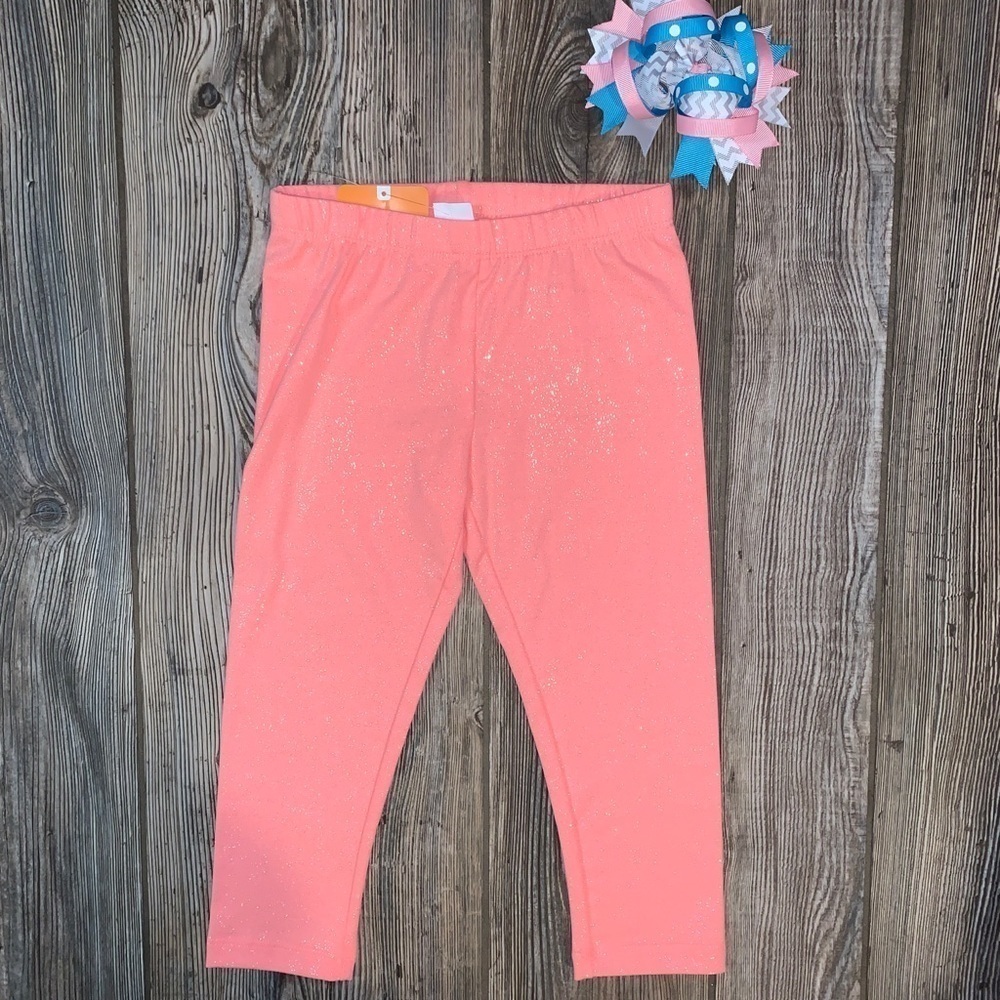 Gymboree Capri Leggings Sparkle Coral Really Soft Easy Pull-On
